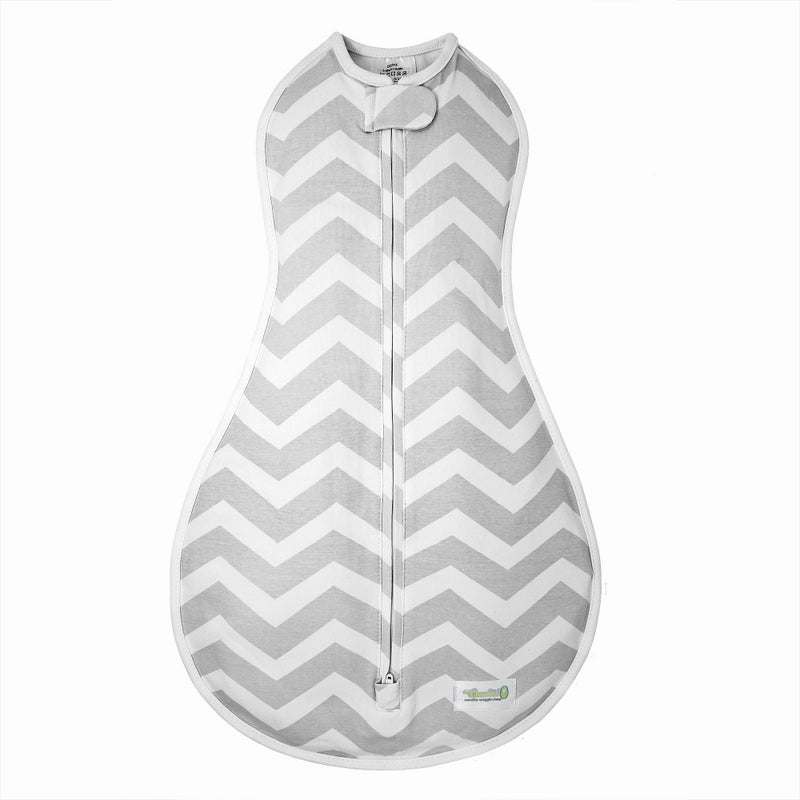 Woombie Original Baby Swaddling Blanket - Self-Soothing, Cotton Baby Swaddle with Zipper - Wearable Newborn Blanket, Sleepy Grey Chevron, 5-13 lbs - Image 1